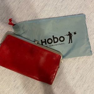 GENTLY USED RED LEATHER HOBO WALLET
